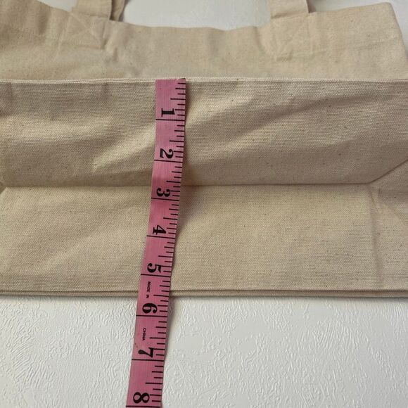 Tory Burch Natural Canvas Logo Tote Bag | Minimalist Eco-Chic Shopper - Picture 7 of 8